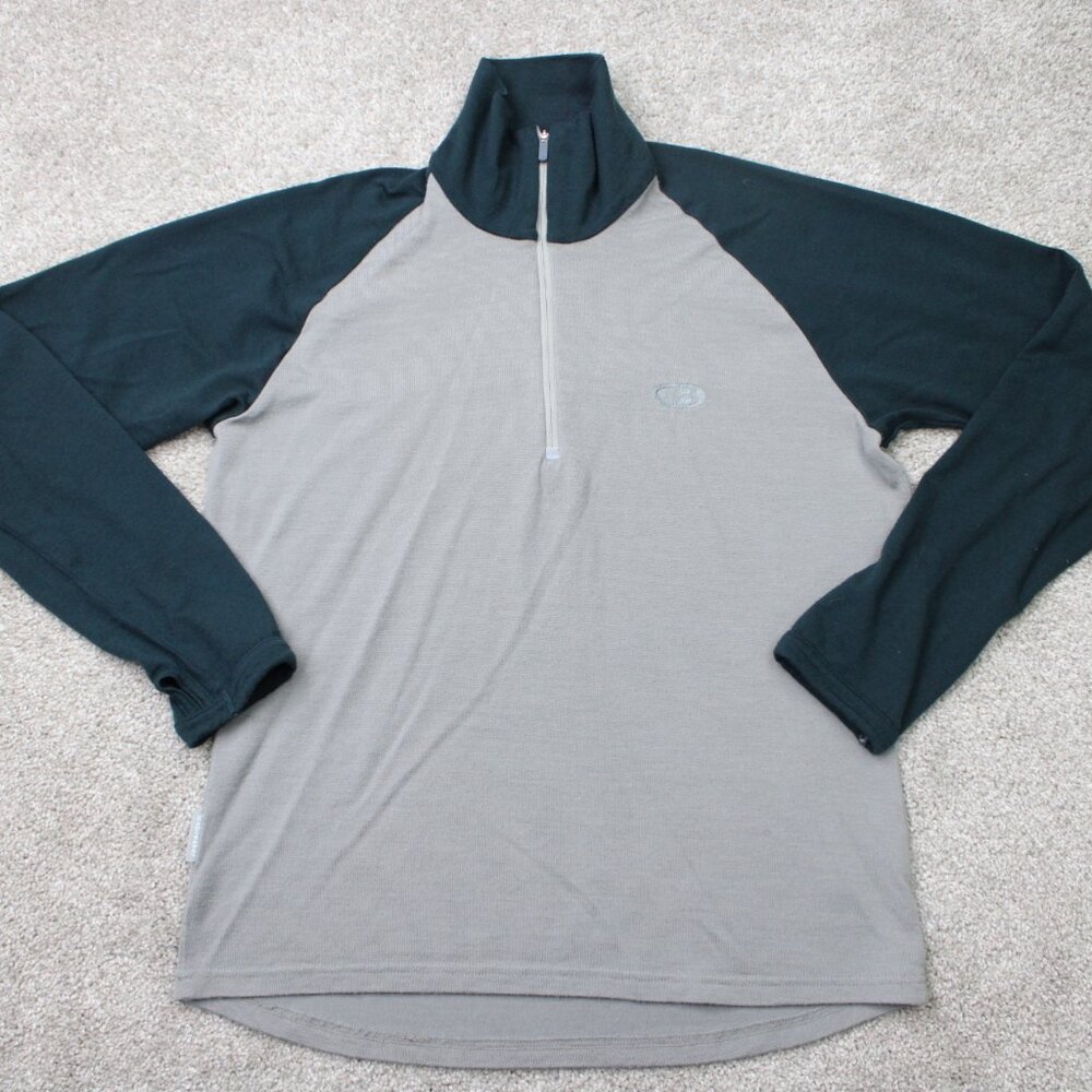 Icebreaker Shirt Mens Small Gray Merino Wool Bodyfit 260 1/4 Zip Long Sleeve‎